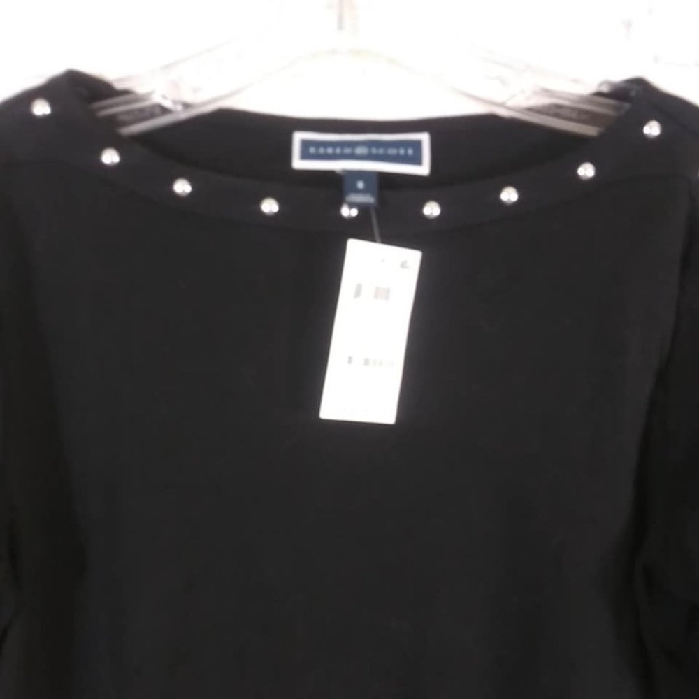 Karen Scott Sz S Studded Elbow Sleeve Top Blouse - Picture 3 of 5